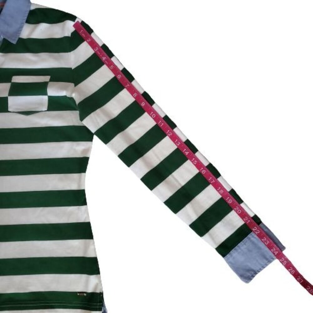 Tommy Hilfiger Women's Collared Striped Pocket Long Sleeve Polo Shirt Medium - Picture 11 of 12